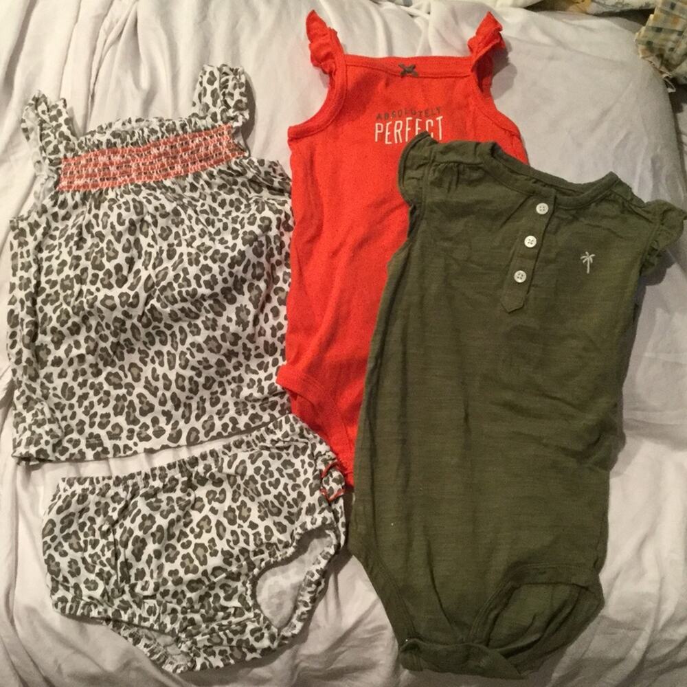 Carters 24m Olive white orange print worn once